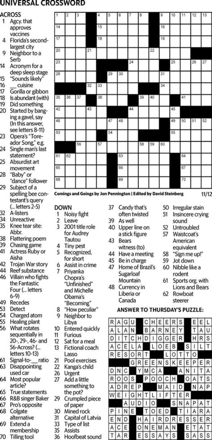 Any creature celebrating at this puzzle's featured venues? Universal Crossword Clue