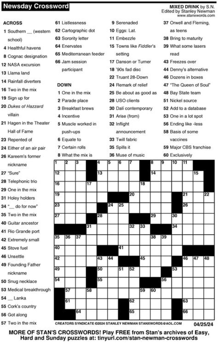 Newsday Connecting or separating Crossword Clue Answer - News